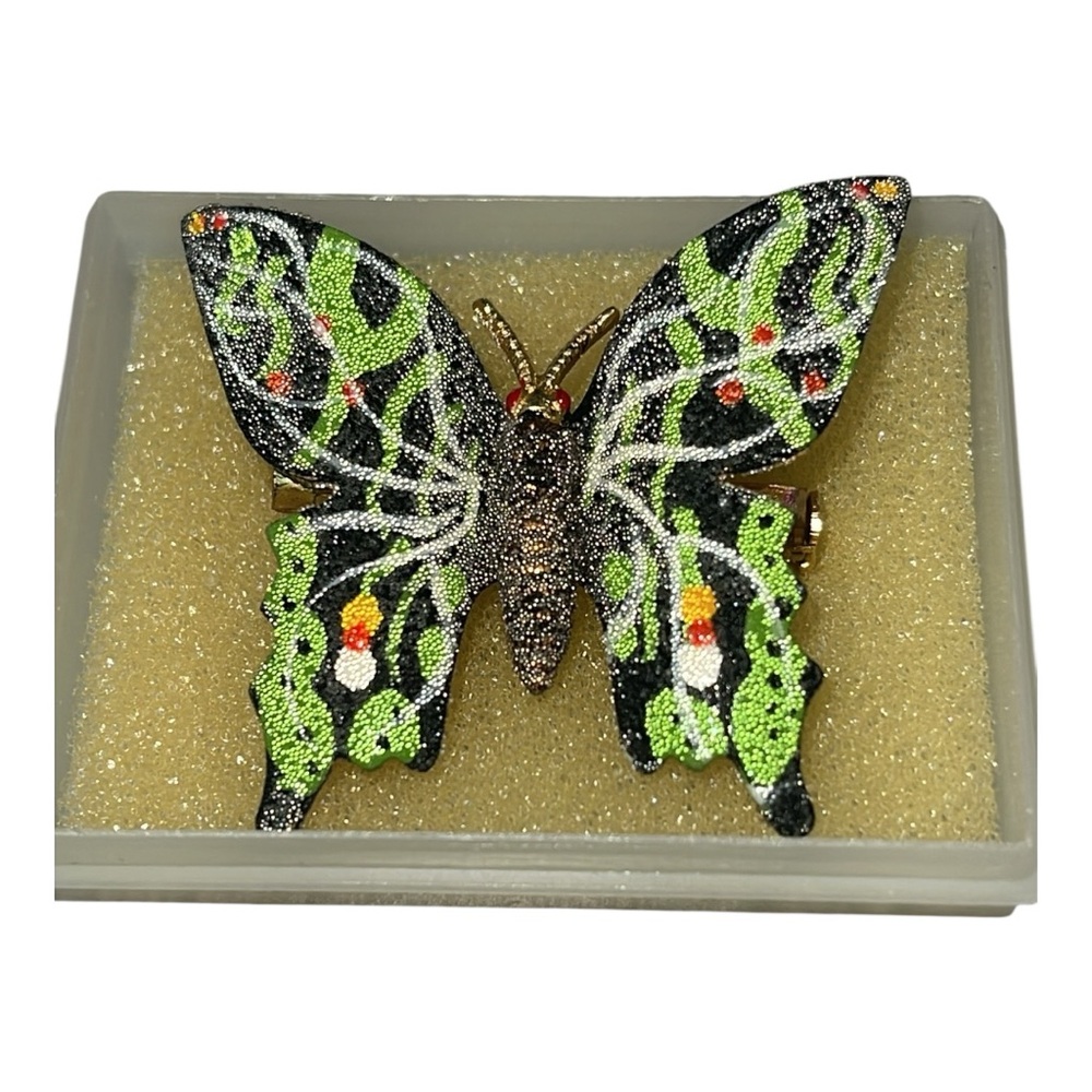 Colorful Butterfly Brooch. 1920 stamped Korea
